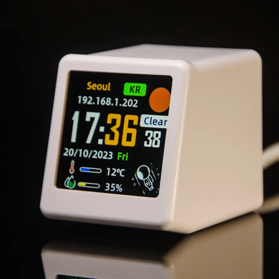 Smart WiFi Digital Desk Clock Weather Station Multi-Functional Alarm GIF Display Desktop Decor Gadget for Bedroom Home Office