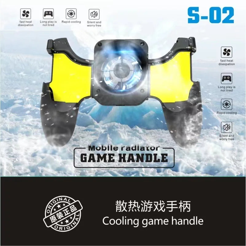 S-02 Mobile Phone Gaming Accessories Gamepad Joystick Controller with Air-cooled Cooling Fan for IPhone Android PUBG Game Cooler