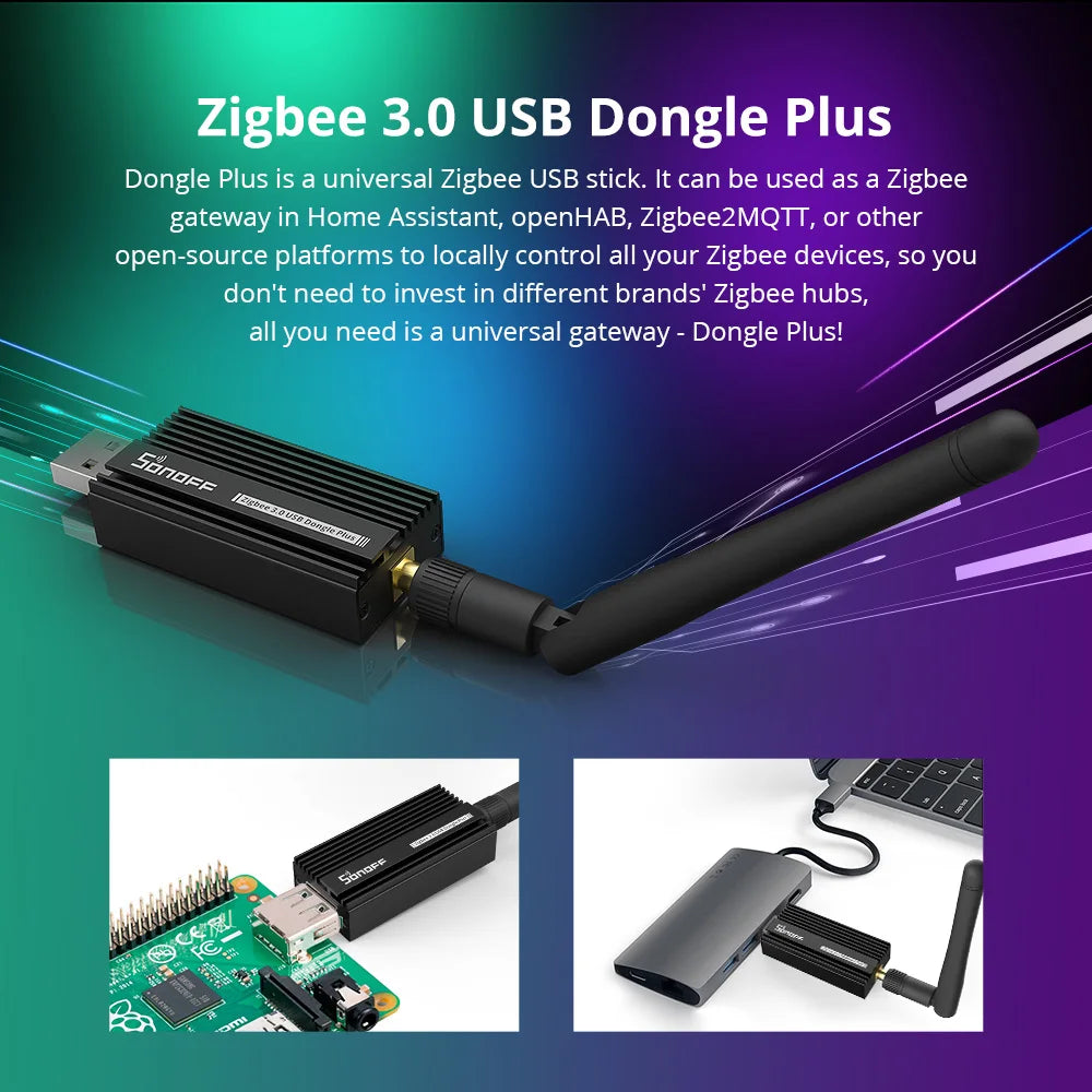 SONOFF Zigbee 3.0 USB Dongle Plus ZBDongle-E Smart Home Zigbee Gateway Bridge Hub Via Home Assistant, openHAB, and Zigbee2MQTT