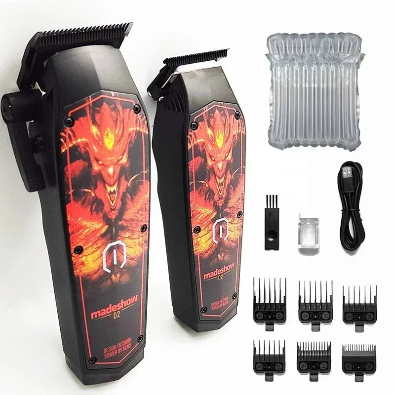 New D0 MadeShow M10M11 Professional Hair Clipper + Trimmer Set 0.1mmHair Cutting Machine Cutting T Blade High Speed High Quality