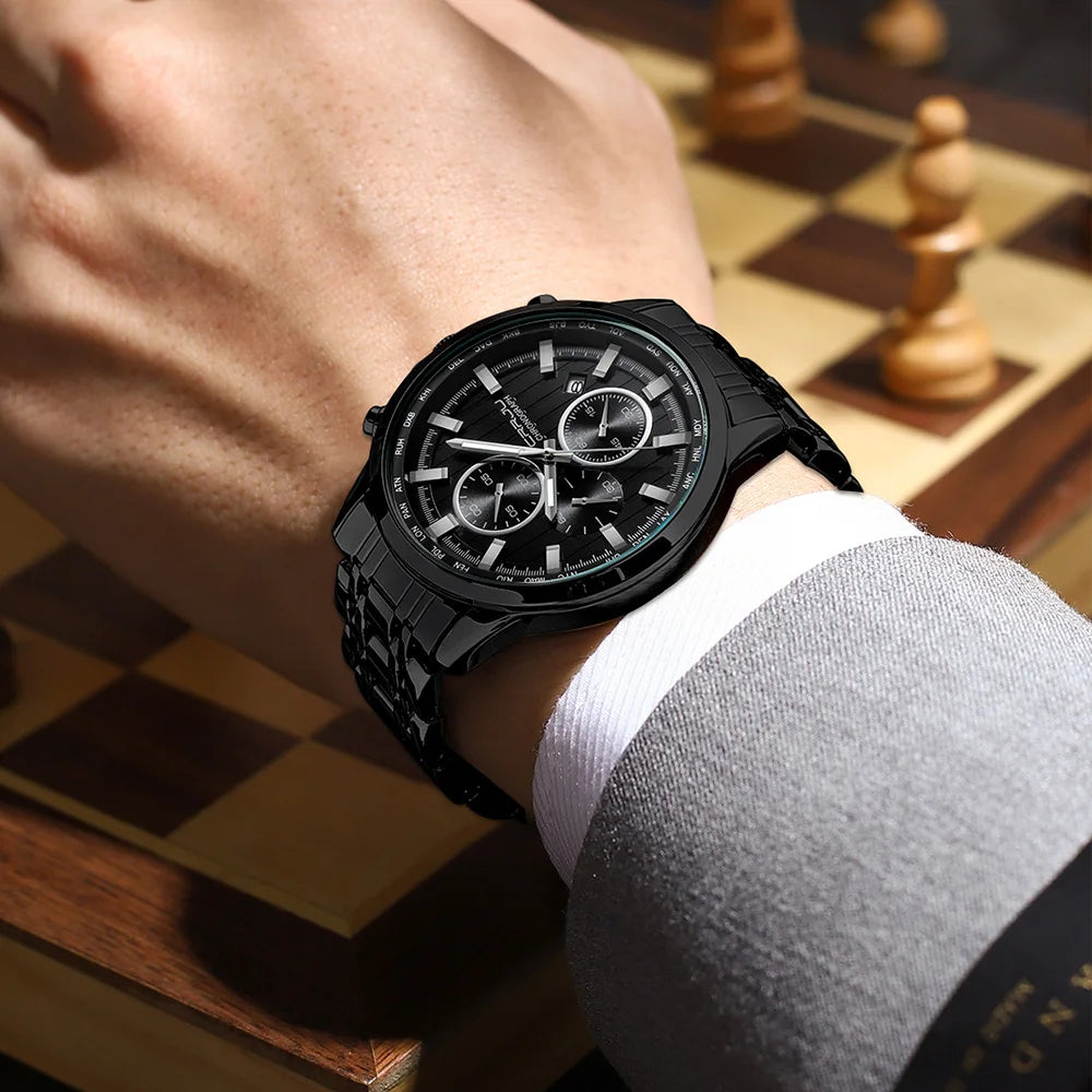 CRRJU Brand Creative Multifunction Male Wristwatch Date Display Stainless steel Men Quartz Watch Waterproof Sports Chronograph