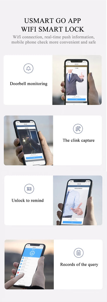 House Electric App Wifi Digital Smart Door Lock Camera Home Security Finger Print Doorlock Keyless Entry Candado Inteligente