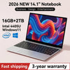 LENO 14.1"Ultra Slim Laptop Windows11 16GB 2TB SSD Gamer Notebook Intel 4405U 1920*1080 Display Office Study Gaming Computer PC