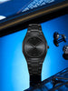Modern minimalist personality creative all-black men's watch Arabic digital sports leisure alloy men's watch unique design watch