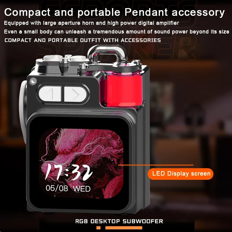 Powerful Bluetooth Speaker, Bass Wireless Outdoor Speakers LED Display Screen with RGB Desktop Subwoofer