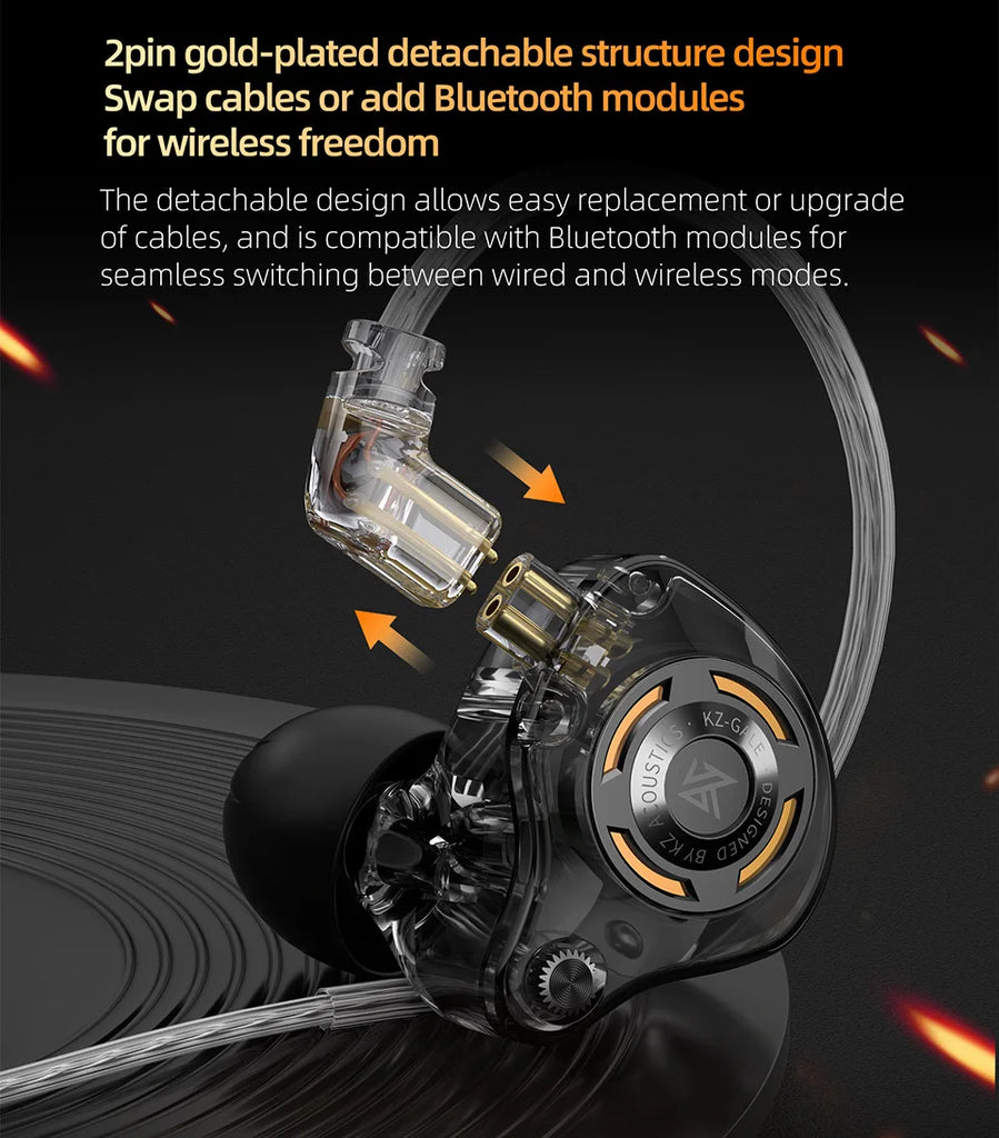 KZ Gale In-Ear Gaming Earphones E-sports Bass Metal Earbuds for Video Game Stage Live Sound Headphones