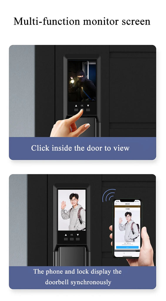 House Electric App Wifi Digital Smart Door Lock Camera Home Security Finger Print Doorlock Keyless Entry Candado Inteligente