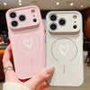 Magnetic Simple Love Print Phone Case For iPhone 17 ProMax 16 15 14 13 Pro Max For Magsafe Wireless Charge Shockproof Hard Cover