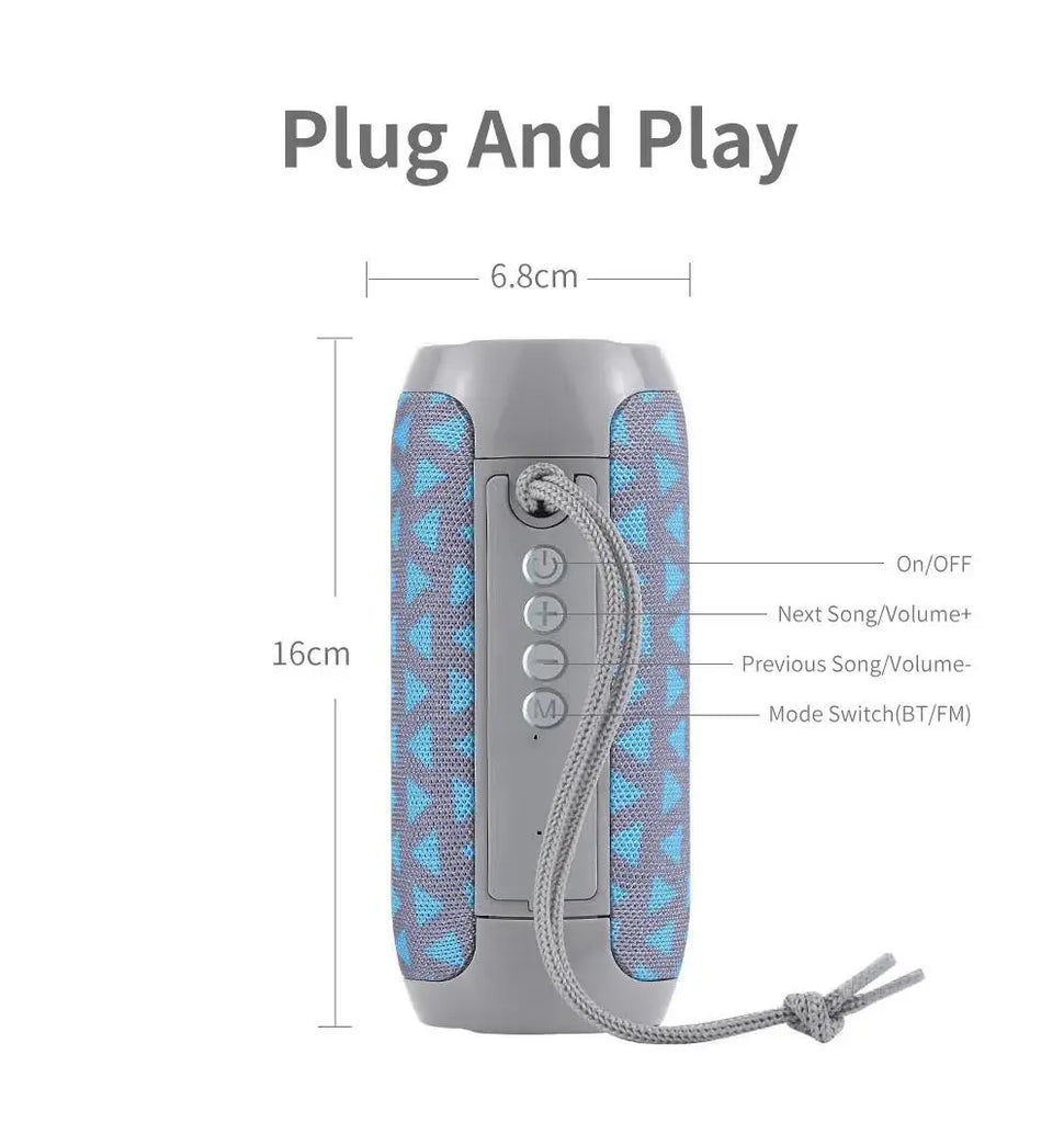 Portable Bluetooth Speaker, Wireless TWS Pairing IPX5Waterproof 1200mAh Battery TF FM Radio with Stereo Bass for Outdoor Use