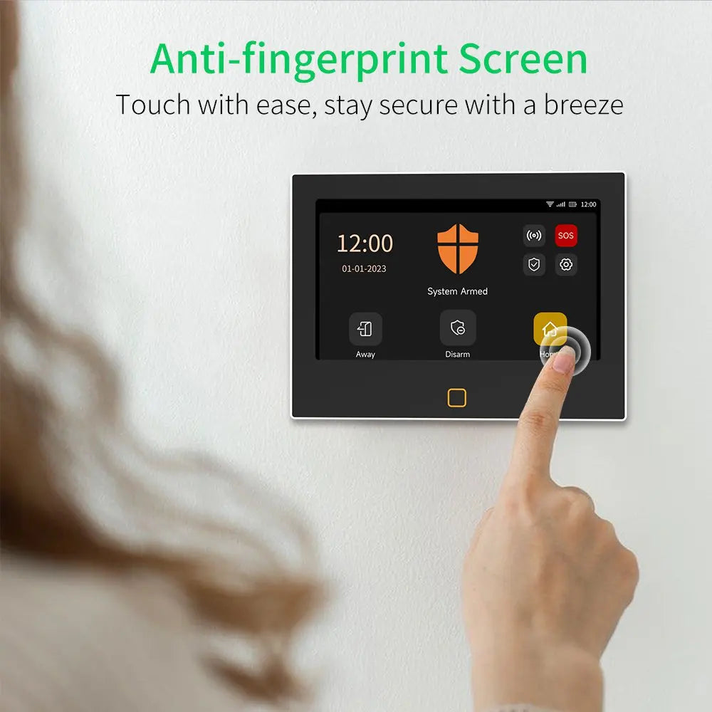 7 inch 4G & WiFi Home Alarm Host System Wireless GSM Big Screen Touch Panel Tuya Smart Security Protection Kit Remote Control