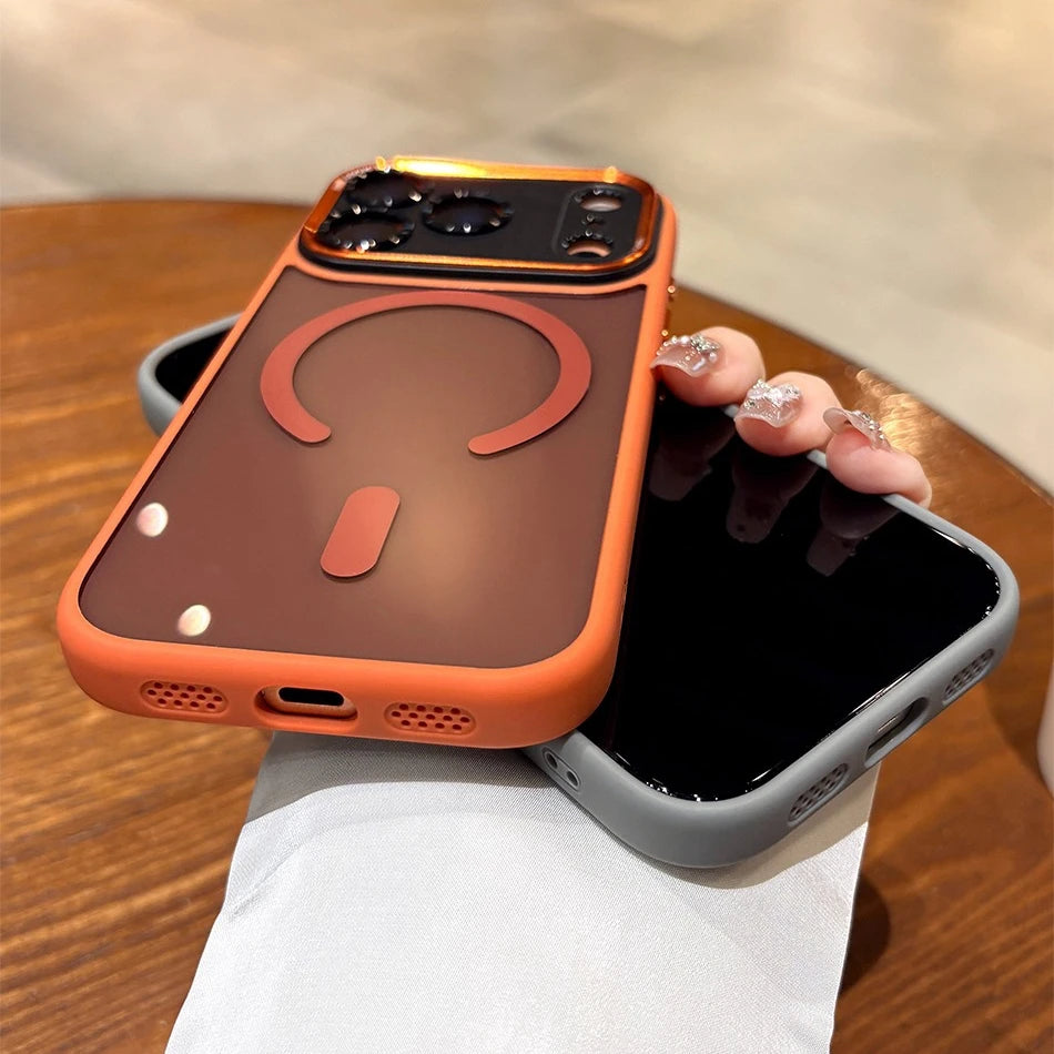 Luxury Transparent for Magsafe Case for IPhone 17 Pro Max 17Air 16 15 14 13 12 11 Pro Max Plating Camera Shockproof Cover