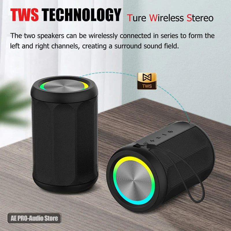 Bluetooth Speaker Wireless LoudSound Subwoofer Outdoor Portable Heavy Bass Fabric Speaker TWS Stereo RGB Ambient Light Speakers