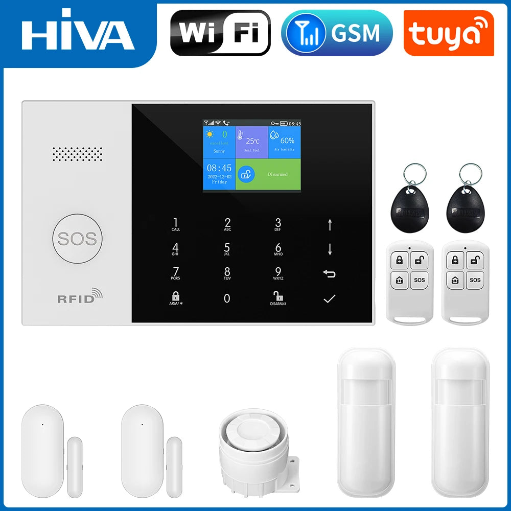 New Wireless Home Alarm System GSM WiFi With Motion Sensor Detector Burglar Alarm For Tuya SmartLife APP Garden Home Alarm PG105