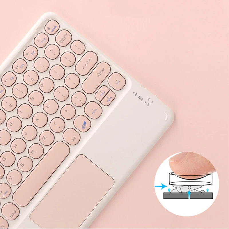 Bluetooth Wireless Keyboard With Touchpad Hebrew Spanish Korean For iPad Pro Air for Xiaomi Huawei Android Windows Tablet