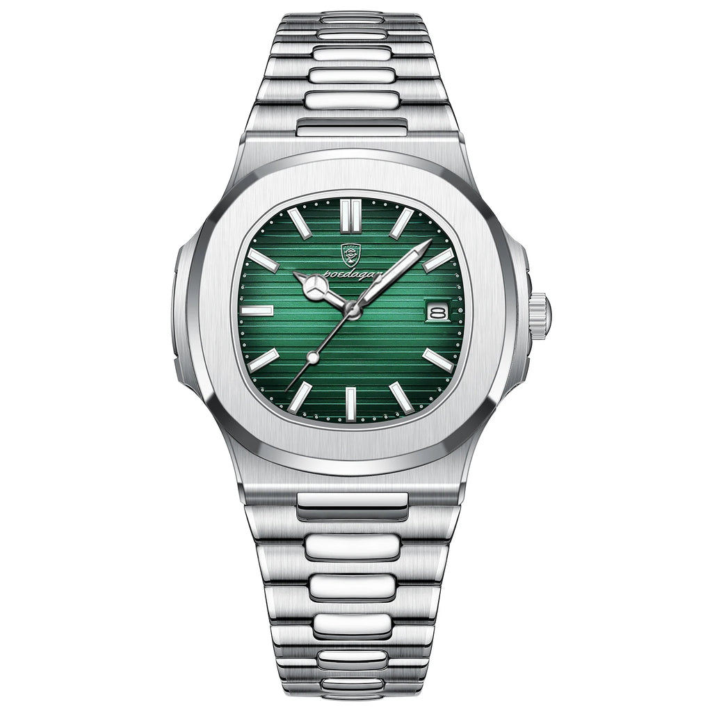 POEDAGAR Luxury Brand Men's Quartz Wristwatch Stainless Steel Waterproof Luminous Date Man Clock Square Business Watches For Men