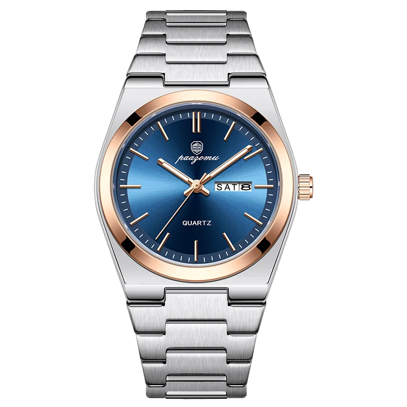 PENGAGAR Luxury Sport Quartz Man Wristwatch Waterproof Luminous Date Week Men Watches Stainless Steel Men's Watch Male Reloj+box