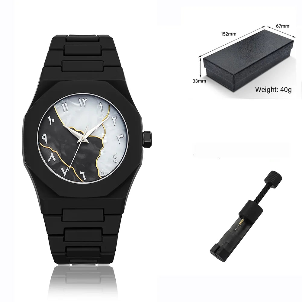 Lightweight Polycarbonate case high tech black men's watch classic simple silicone strap men's quartz watch fashion style clock