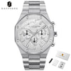 SAPPHERO Men's Watch Waterproof watch Chronograph function Date Glowing Hands Stainless Steel Watch Business  Watch For Men Gift