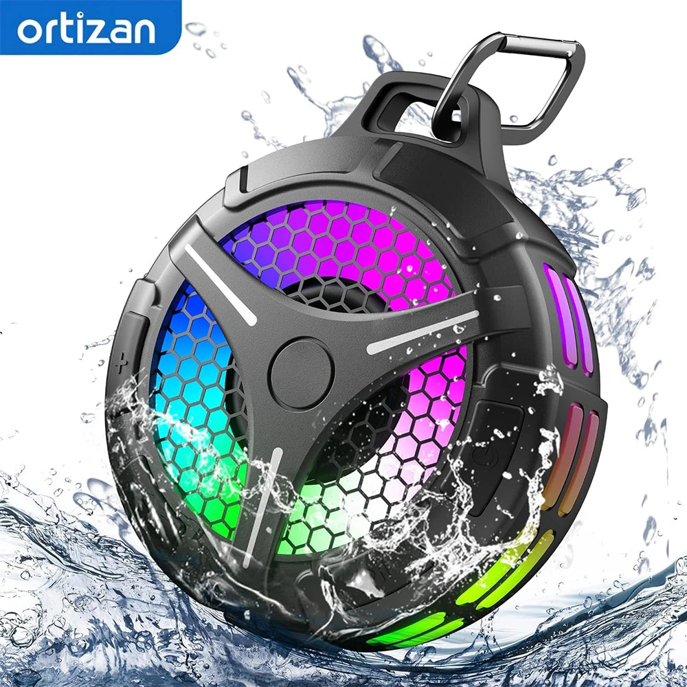 Bluetooth Shower Speaker, IP67 Waterproof Portable Speakers, Small Outdoor Speaker with LED Light, True Wireless Stereo for Home