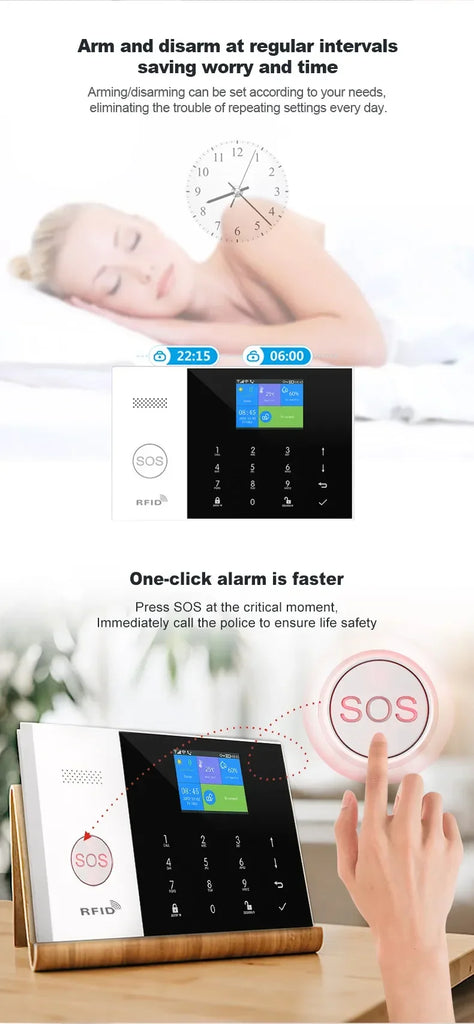 New Wireless Home Alarm System GSM WiFi With Motion Sensor Detector Burglar Alarm For Tuya SmartLife APP Garden Home Alarm PG105