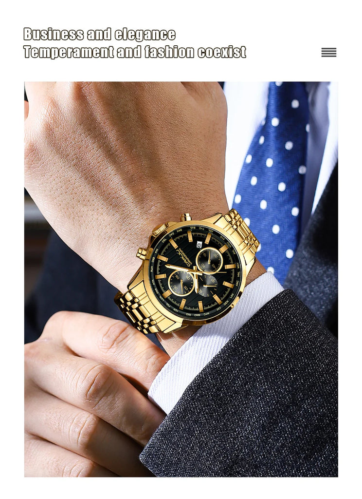 CRRJU Brand Creative Multifunction Male Wristwatch Date Display Stainless steel Men Quartz Watch Waterproof Sports Chronograph