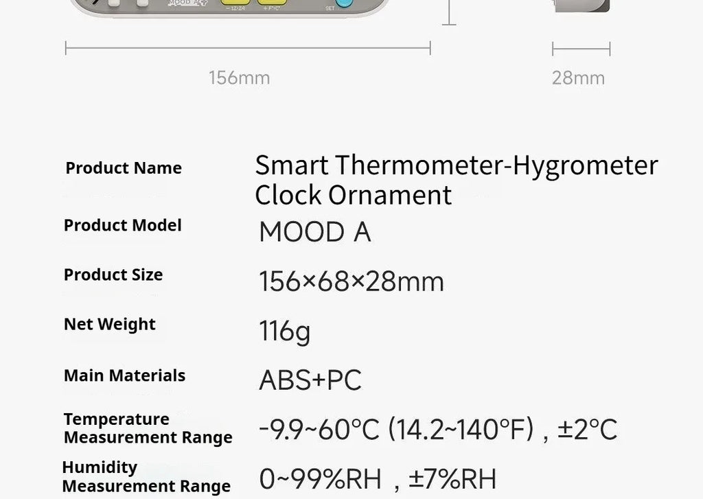 NEW DUKA MOODA Smart Temperature and Humidity Clock Sensor Electric Hygrometer Thermometer Home Weather Station Desktop Decor