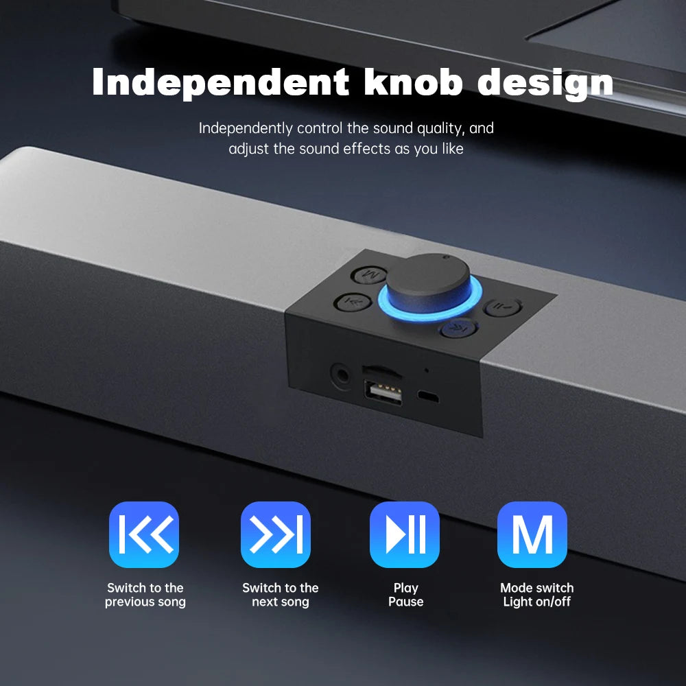 Bluetooth Speaker HD Sound Portable Playback AUX TF Card and USB LED Light Speaker Bluetooth 5.3 Wireless Loud Speaker amplified