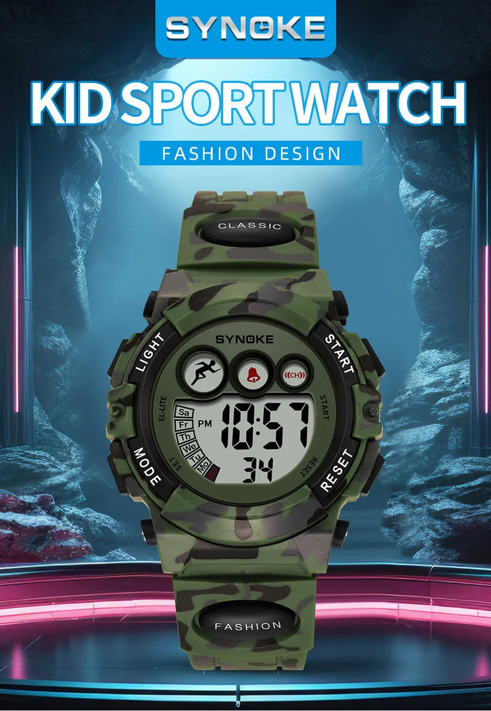 SYNOKE Student Sport Watches For Kids Colorful Electronic Watches 50M Waterproof Clock Children Digital Watch For Boys Girls