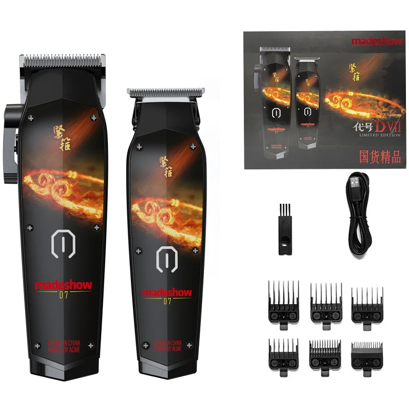 New D0 MadeShow M10M11 Professional Hair Clipper + Trimmer Set 0.1mmHair Cutting Machine Cutting T Blade High Speed High Quality