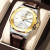 POEDAGAR High Quality Watch For Men Luxury Luminous Waterproof Week Calendar Man Clock Leather Square Men's Quartz Watches Reloj
