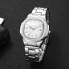 Luxury Men Business Watches Fashion Square Dial Stainless Steel Strap Quartz Watch with Calendar For Mens Clock（Without Box）