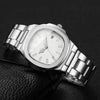 Luxury Men Business Watches Fashion Square Dial Stainless Steel Strap Quartz Watch with Calendar For Mens Clock（Without Box）