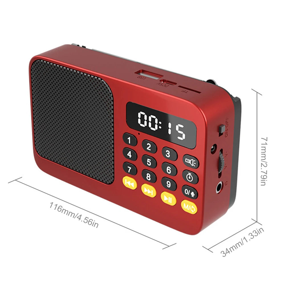 Bluetooth 5.0 Portable FM Radio Small Emergency Recargable Sound Box Mini Vintage Speaker Mp3 Player Support TF Card USB Drive