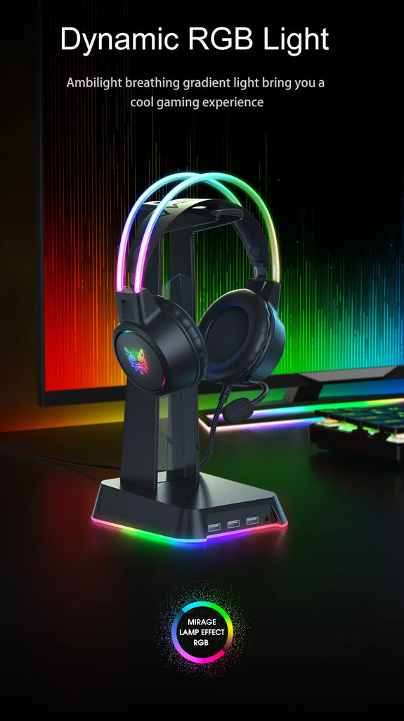 ONIKUMA RGB Gaming Headphones with HD Flexible Mic 3.5mm Gaming Headsets For PC Xbox PS4 PS5 Switch Computer Games