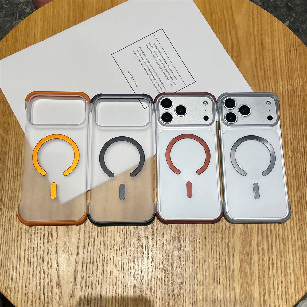 For Magsafe Frameless Magnetic Translucent Case For iPhone 17 16 15 14 13 12 Pro Max Plus Wireless Charging Shockproof Cover