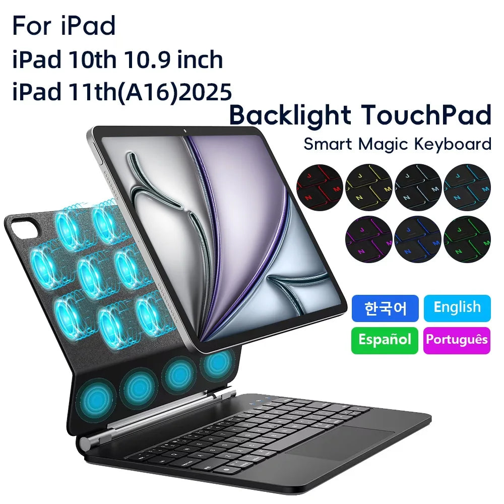 Magic Keyboard  for iPad 10th 10.9 inch Case for iPad 11th 10.9 inch A16 2025 Generation Cover Smart Cover Magic Keyboard