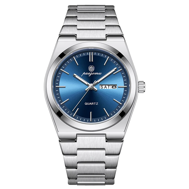 PENGAGAR Luxury Sport Quartz Man Wristwatch Waterproof Luminous Date Week Men Watches Stainless Steel Men's Watch Male Reloj+box
