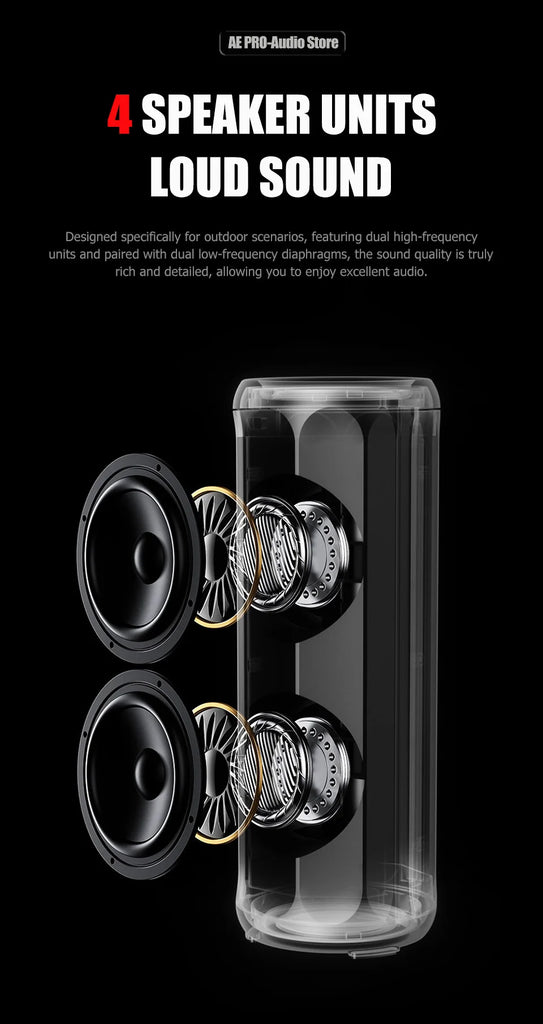 Bluetooth Speaker Wireless LoudSound Subwoofer Outdoor Portable Heavy Bass Fabric Speaker TWS Stereo RGB Ambient Light Speakers