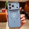 Magnetic Simple Love Print Phone Case For iPhone 17 ProMax 16 15 14 13 Pro Max For Magsafe Wireless Charge Shockproof Hard Cover