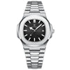 POEDAGAR Luxury Brand Men's Quartz Wristwatch Stainless Steel Waterproof Luminous Date Man Clock Square Business Watches For Men