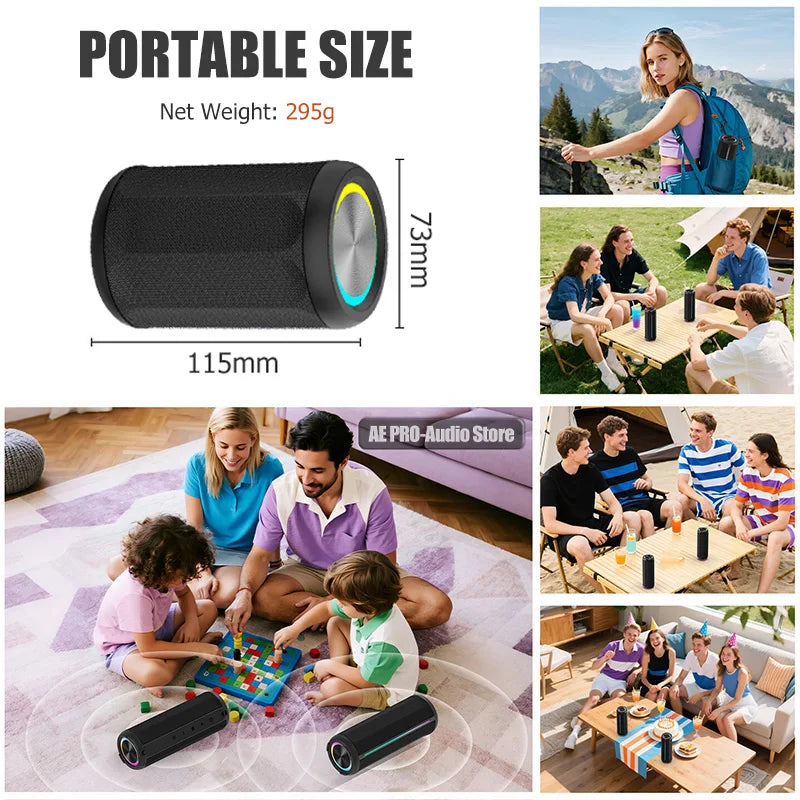 Bluetooth Speaker Wireless LoudSound Subwoofer Outdoor Portable Heavy Bass Fabric Speaker TWS Stereo RGB Ambient Light Speakers
