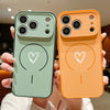 Magnetic Simple Love Print Phone Case For iPhone 17 ProMax 16 15 14 13 Pro Max For Magsafe Wireless Charge Shockproof Hard Cover