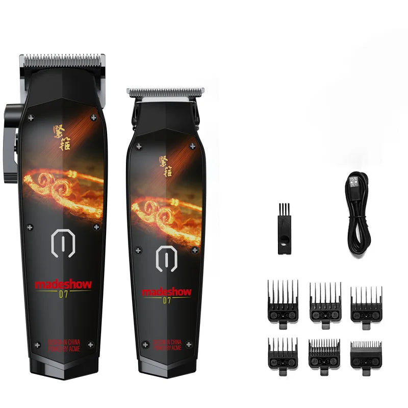 New D0 MadeShow M10M11 Professional Hair Clipper + Trimmer Set 0.1mmHair Cutting Machine Cutting T Blade High Speed High Quality