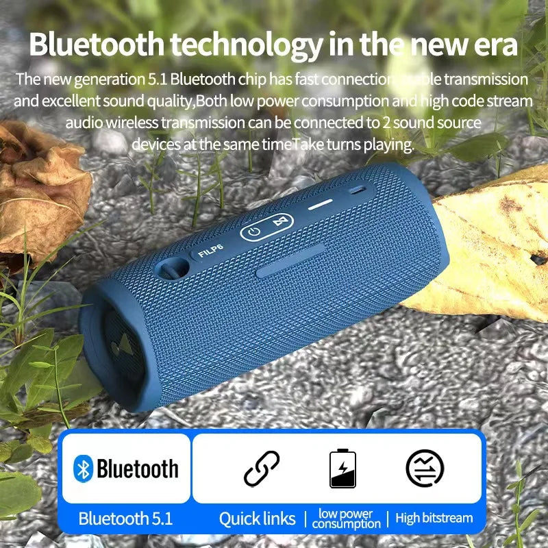 Portable Bluetooth Speaker Outdoor Multifunctional IPX6 Waterproof Subwoofer Wireless Home Theater Dual Speaker TWS Sound System