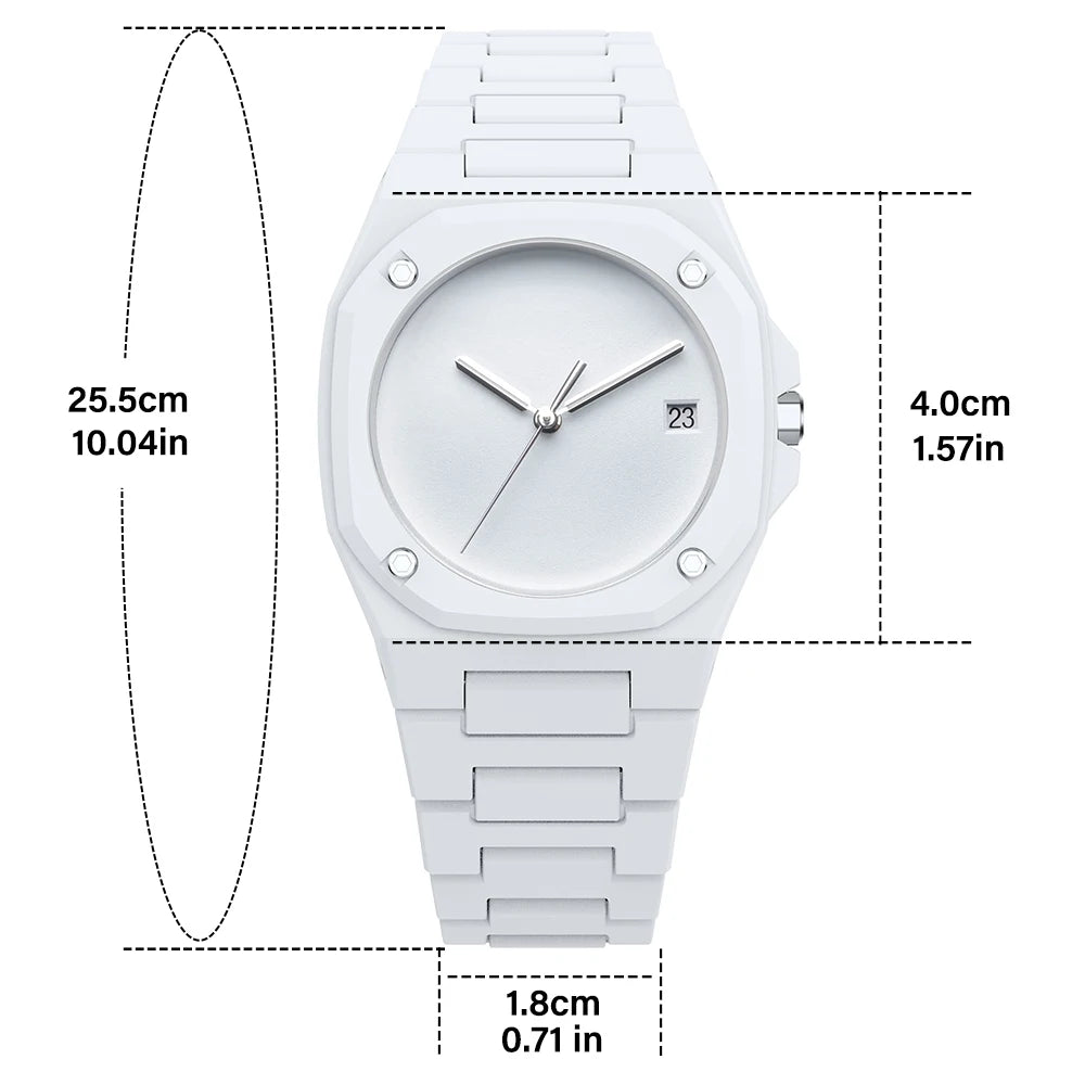 Premium Men's Black Watch with Calendar, Quartz Movement, Gift Box, Polycarbonate Plastic Case, Women's Attention