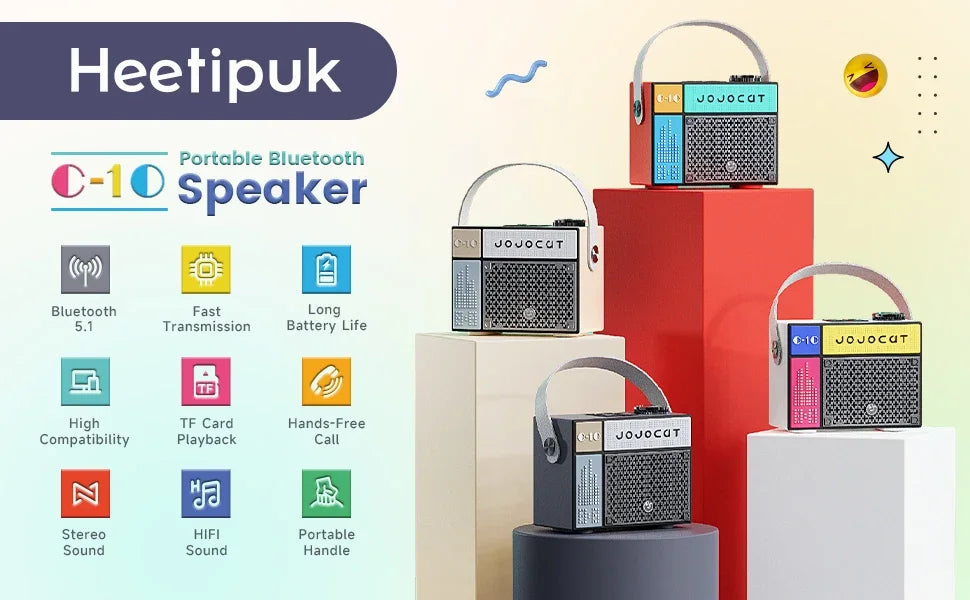 Portable Bluetooth Speaker Rechargeable Wireless Speaker with Deep Bass Support TF Card USB Drive Home Decor for Party Outdoor