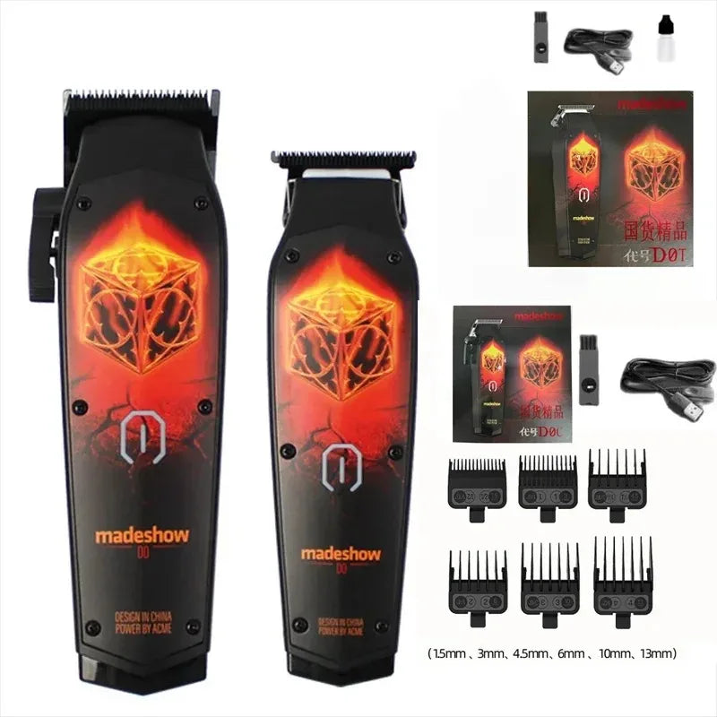 New D0 MadeShow M10M11 Professional Hair Clipper + Trimmer Set 0.1mmHair Cutting Machine Cutting T Blade High Speed High Quality