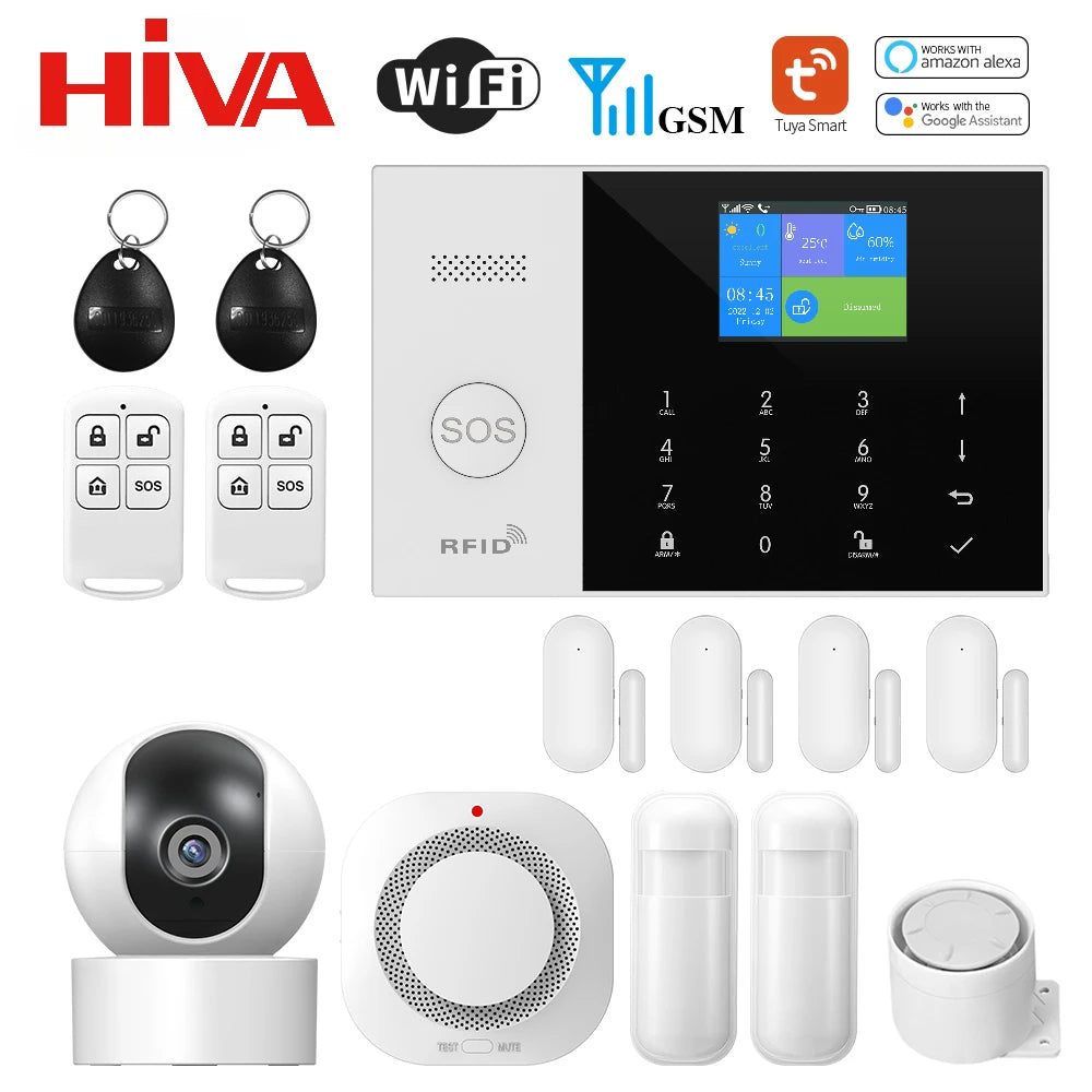 New Wireless Home Alarm System GSM WiFi With Motion Sensor Detector Burglar Alarm For Tuya SmartLife APP Garden Home Alarm PG105