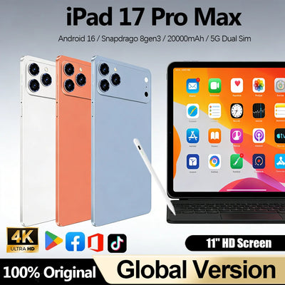 2026 Global Original IPad 17 Pro Max 11.6 Inch Tablet PC 20000mAh 24GB 2T Android16 Snapdrago 8gen3 5G Dual SIM Call WIFI Tablet
