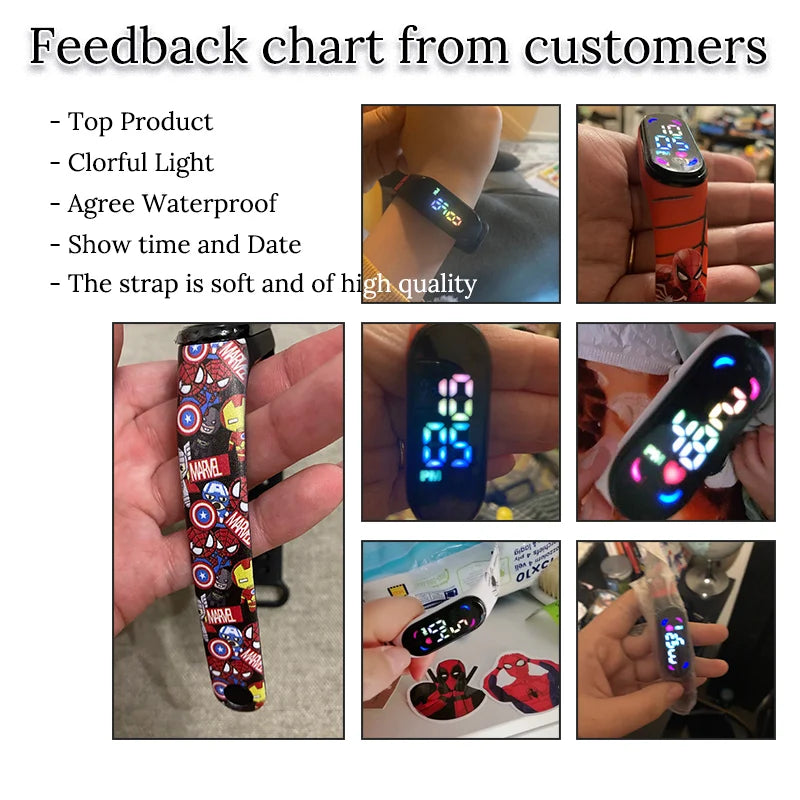 New Spiderman Kid's Watches Men Sport Wristband Bracelet Waterproof Children Digital Watch Boys LED Clock relogio montre